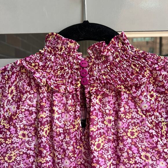 OPT Pink Floral Chiffon Midi Sun Dress Size S - Picture 4 of 7